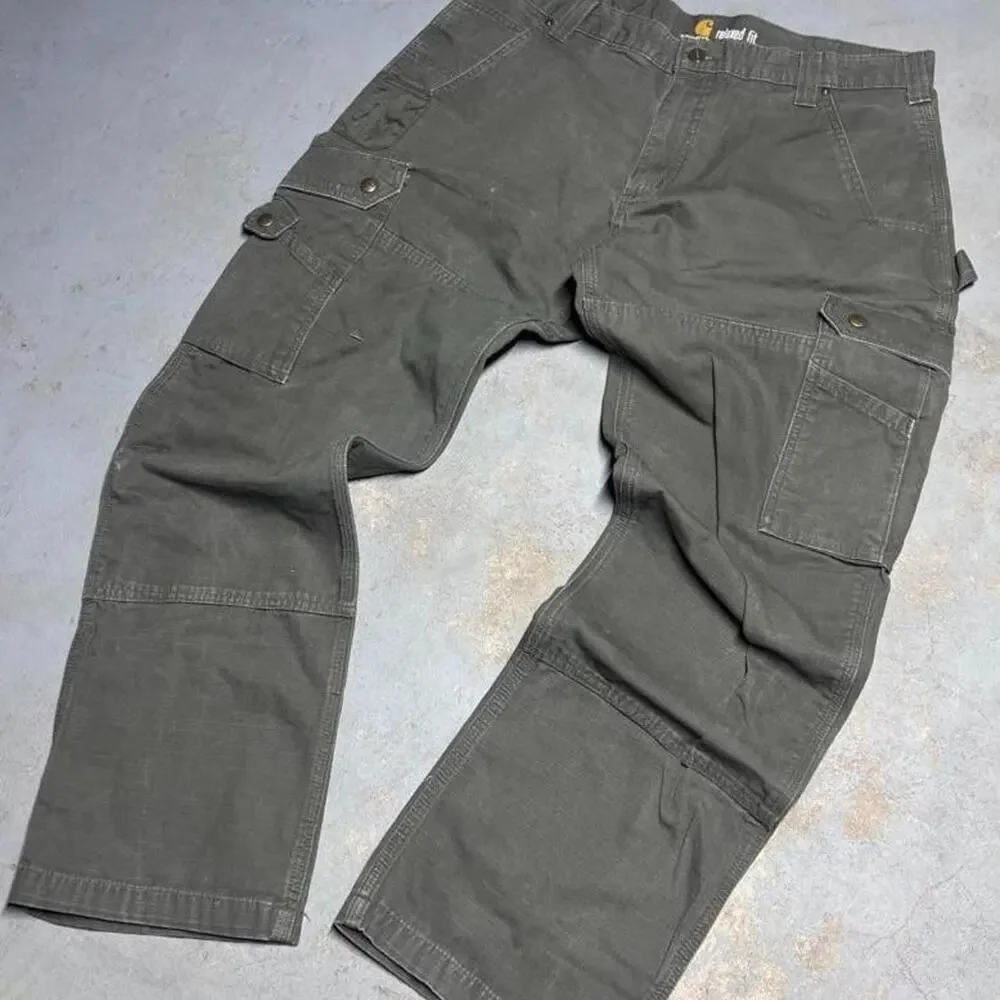 Vintage Carhartt Double Knee Ripstop Cargo Pants Mens 36x32 Dark Green Gorpcore